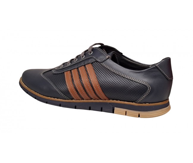 Pantofi barbati sport din piele naturala , Bleumarin, Maro - GKR92BLM