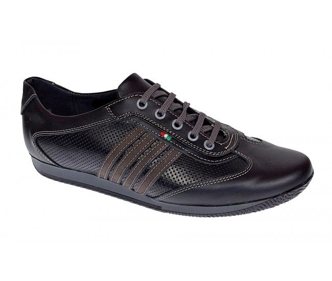Pantofi barbati sport din piele naturala , Negru - GKR93N