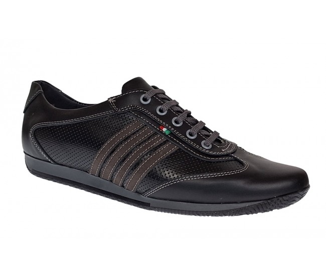 Pantofi barbati sport din piele naturala , Negru - GKR93N