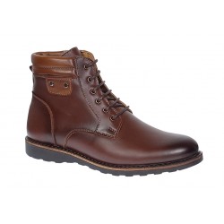 Ghete barbati casual din piele naturala cu siret si fermoar (imblanite) Corsa Maro GKR95M