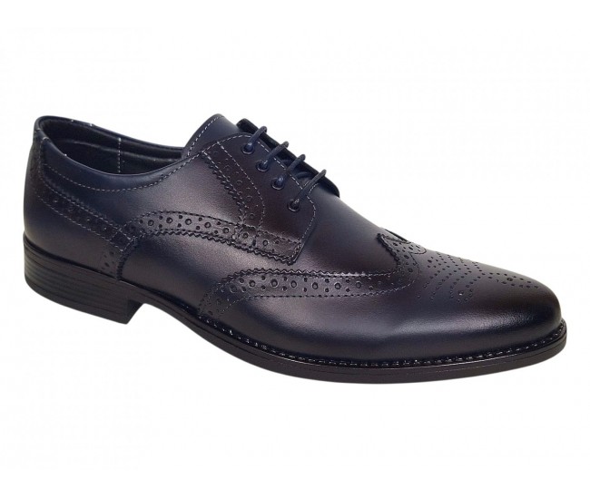 Pantofi barbati eleganti din piele naturala bleumarin GKR993BLM