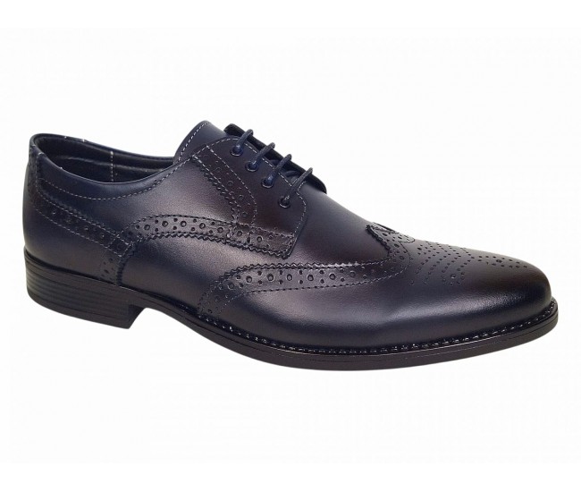Pantofi barbati eleganti din piele naturala bleumarin GKR993BLM