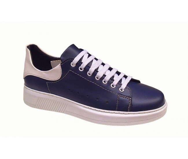 Pantofi barbati sport, casual din piele naturala, Bleumarin & Alb - GKR-COMBAT-2BL