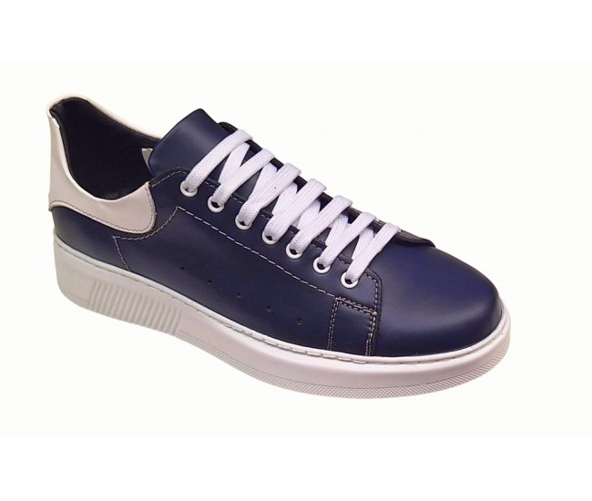 Pantofi barbati sport, casual din piele naturala, Bleumarin & Alb - GKR-COMBAT-2BL