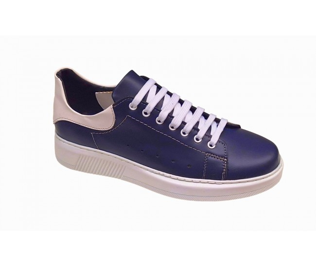 Pantofi barbati sport, casual din piele naturala, Bleumarin & Alb - GKR-COMBAT-2BL