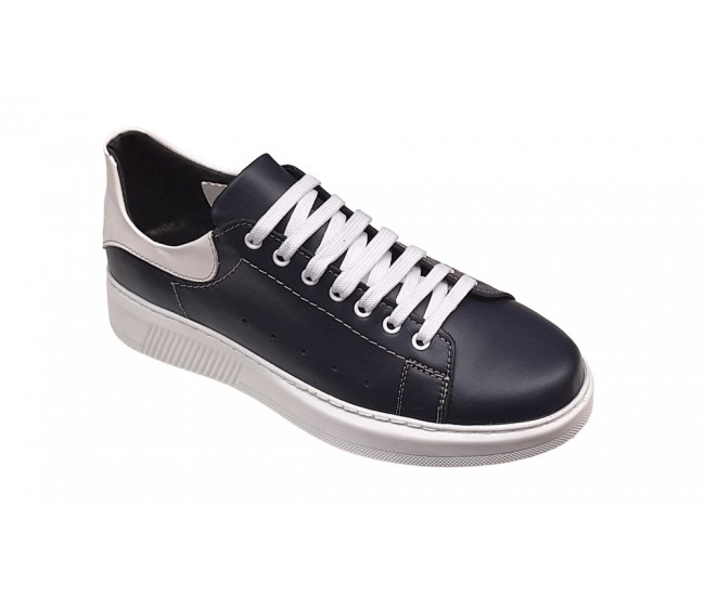 Pantofi barbati casual din piele naturala, Bleumarin - Alb, GKR-COMBAT-2N