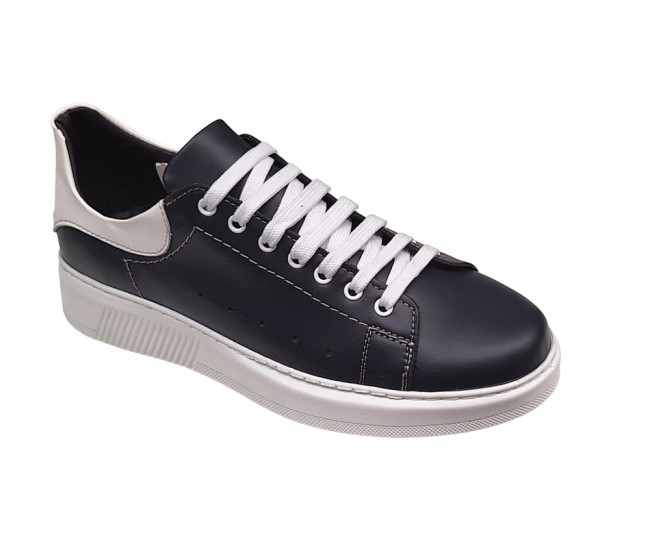 Pantofi barbati casual din piele naturala, Bleumarin - Alb, GKR-COMBAT-2N