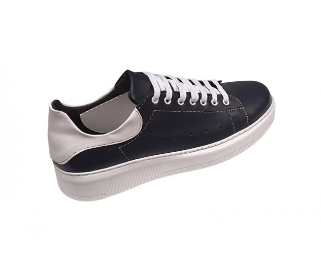 Pantofi barbati casual din piele naturala, Bleumarin - Alb, GKR-COMBAT-2N
