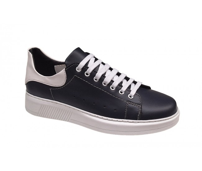 Pantofi barbati casual din piele naturala, Negru - Alb, GKR-COMBAT-2N