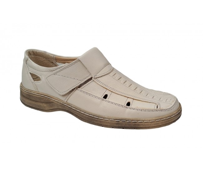 Pantofi barbati casual, perforati, din piele naturala, Bej - GKRPERFCBEJ