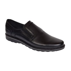Pantofi barbati casual din piele naturala cu elastic negru GKRSPORTELN