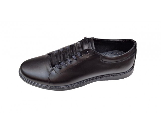Pantofi barbati sport, casual din piele naturala, Negru, GKRSPORTN