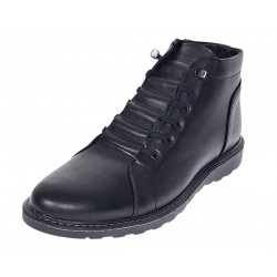 Ghete barbati casual din piele naturala imblanite model iarna Negru GS2021N