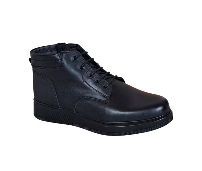 Ghete barbati din piele naturala imblanite culoare neagra GSSPORT23N
