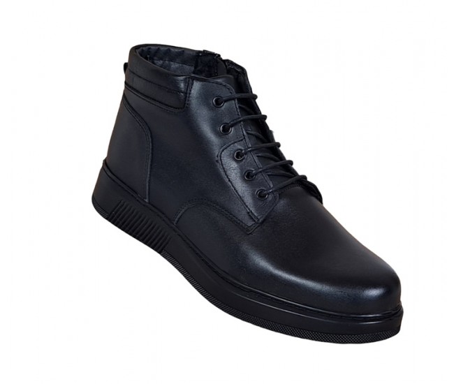 Ghete barbati din piele naturala imblanite culoare neagra GSSPORT23N