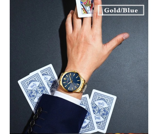Ceas de mana barbati elegant Gold/Blue, Curren - M8322BLGOLD