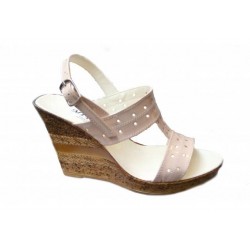Sandale dama nud, din piele naturala cu platforme de 8 cm S46NUDLAC