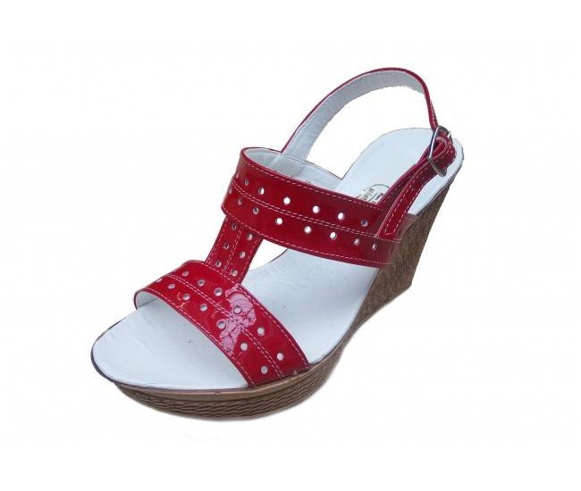 Sandale dama rosii din piele naturala cu platforma de 8cm S46ROSULAC