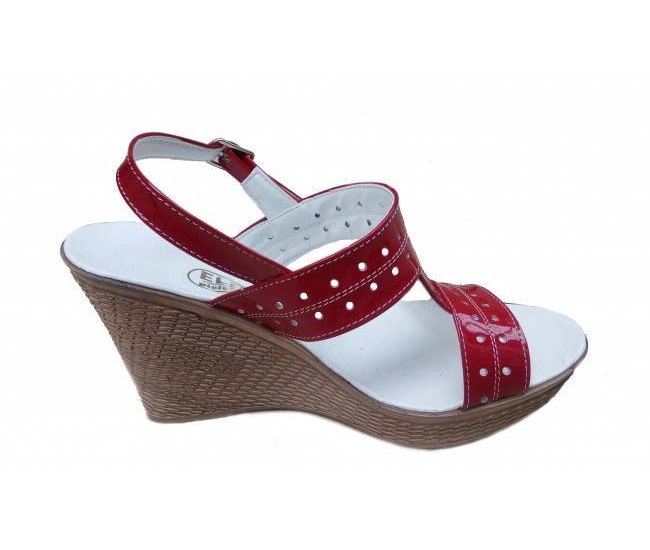 Sandale dama rosii din piele naturala cu platforma de 8cm S46ROSULAC
