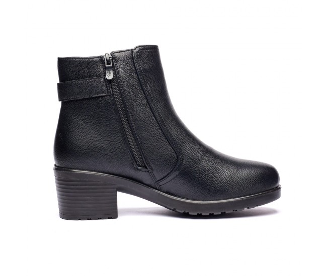 Ghete dama din piele naturala cu fermoar imblanite Negru  JF-50