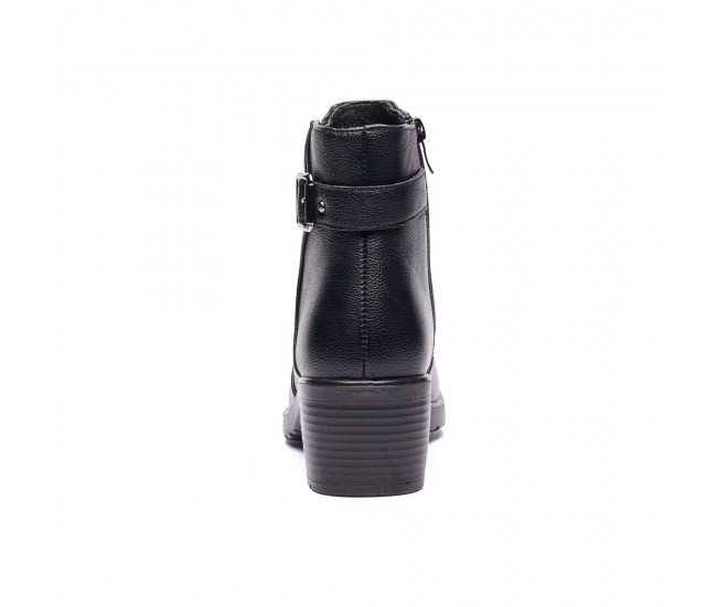 Ghete dama din piele naturala cu fermoar imblanite Negru  JF-50
