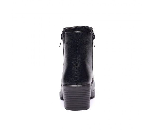 Ghete dama din piele eco cu fermoar imblanite Negru  JF-51N