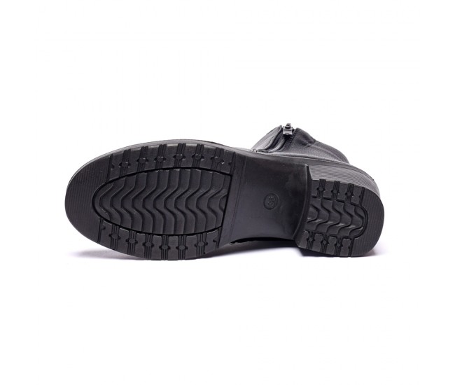 Ghete dama din piele eco cu fermoar imblanite Negru  JF-51N