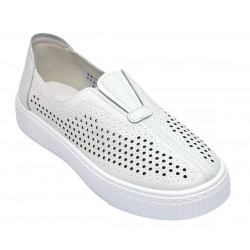 Pantofi dama casual din piele naturala cu perforatii - Ama Alb GSK7054A Pantofi dama casual din piele naturala cu perforatii - Ama Alb GSK7054A