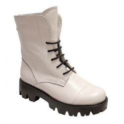 Bocanci dama din piele naturala imblaniti maruri de 35 la 40 Alb KAMELYA 1