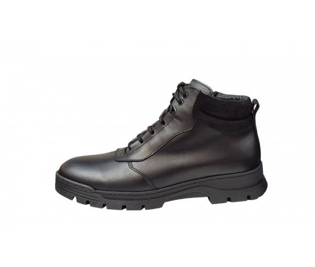 Ghete barbati casual din piele naturala cu fermoar imblanite Negru KAYRO