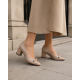 Pantofi damă bej din piele naturală, cu toc gros, vârf lăcuit si fundiță – eleganți KN1BEJ
