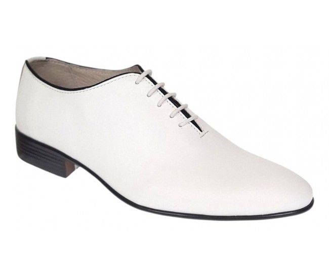 Pantofi barbati albi eleganti din piele naturala Elion - 024AN
