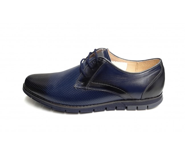 Marimi 41, 42 Pantofi barbati casual din piele naturala bleumarin L1010BLM
