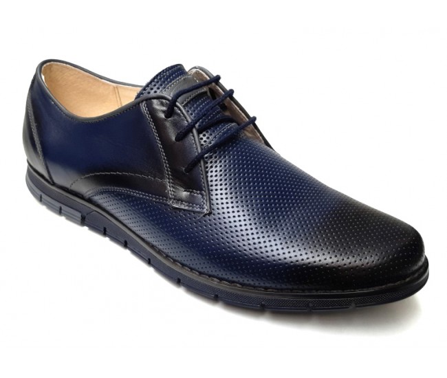 Marimi 41, 42 Pantofi barbati casual din piele naturala bleumarin L1010BLM