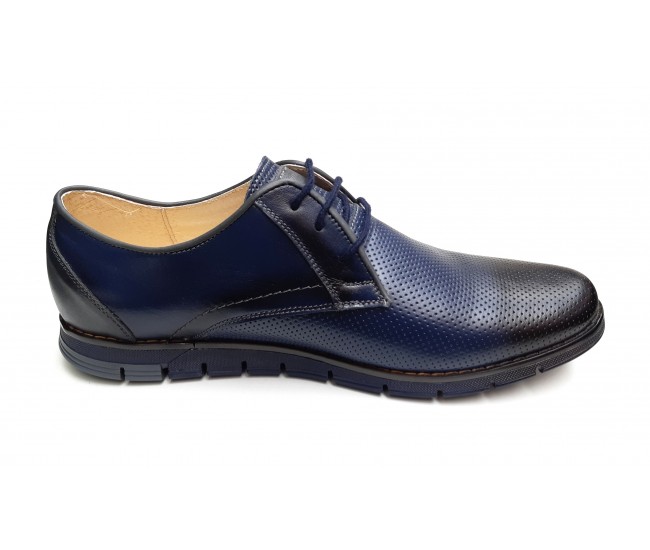 Marimi 41, 42 Pantofi barbati casual din piele naturala bleumarin L1010BLM