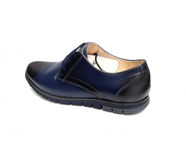 Marimi 41, 42 Pantofi barbati casual din piele naturala bleumarin L1010BLM