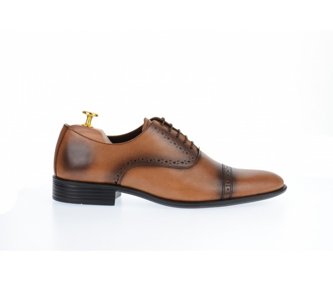 Oferta marimea 42, 43, 44 - Pantofi barbati eleganti din piele naturala maro coniac - L246MD