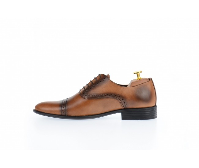 Oferta marimea 42, 43, 44 - Pantofi barbati eleganti din piele naturala maro coniac - L246MD