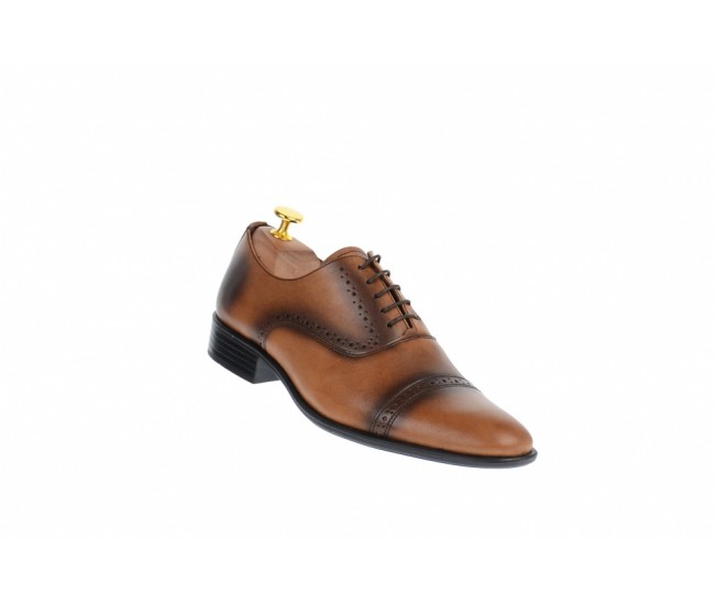 Oferta marimea 42, 43, 44 - Pantofi barbati eleganti din piele naturala maro coniac - L246MD