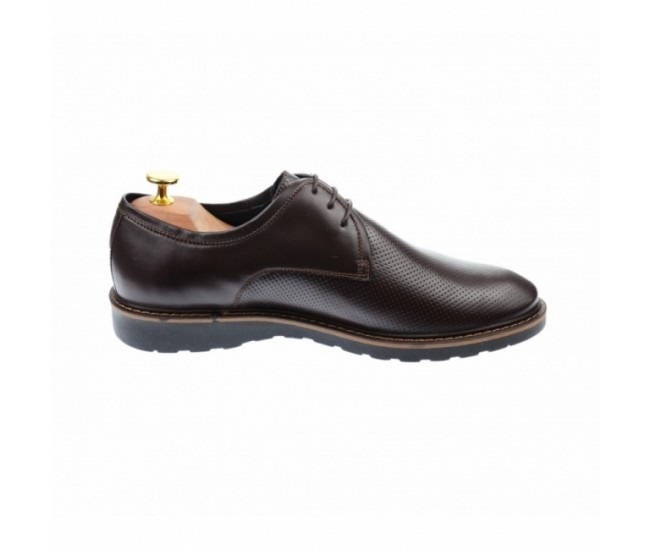 OFERTA MARIMEA  41  - Pantofi barbati, model casual, cu siret, din piele naturala maro - L336AMARO