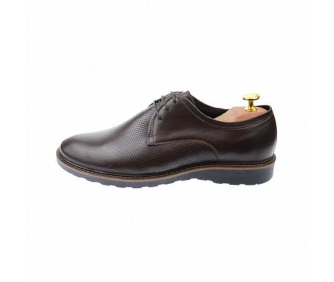 OFERTA MARIMEA  41  - Pantofi barbati, model casual, cu siret, din piele naturala maro - L336AMARO