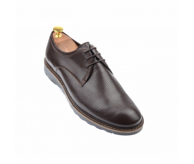 OFERTA MARIMEA  41  - Pantofi barbati, model casual, cu siret, din piele naturala maro - L336AMARO