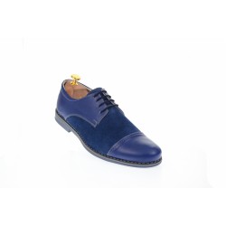 Oferta marimea 40, 42, pantofi barbati casual din piele naturala combinata, culoare albastru - L858A2