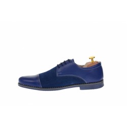 Oferta marimea 40, 42, pantofi barbati casual din piele naturala combinata, culoare albastru - L858A2