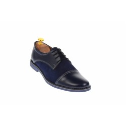 Oferta marimea 40, 44, pantofi barbati casual din piele naturala bleumarin L858BLM