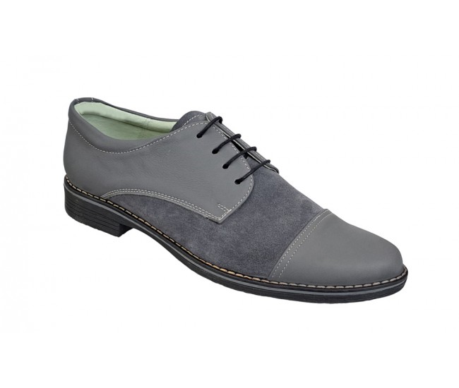 OFERTA  marimea 39, 41, Pantofi barbati casual din piele naturala, culoare Gri - L858GG