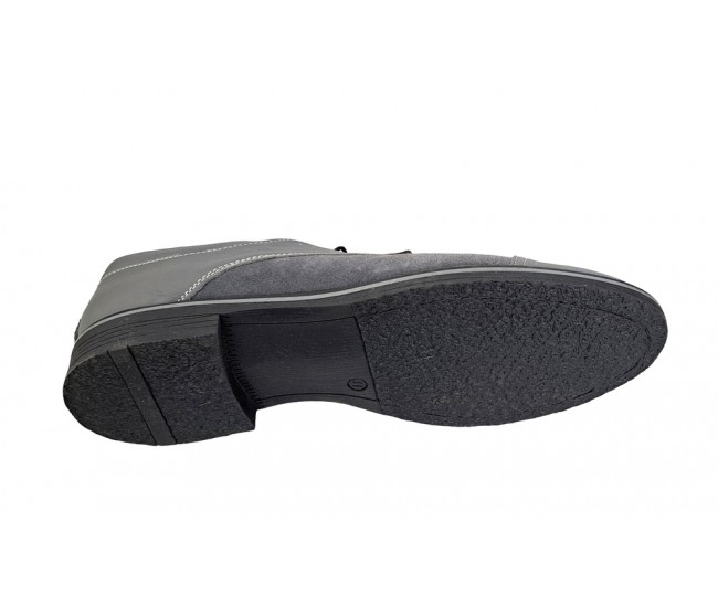 OFERTA  marimea 39, 41, Pantofi barbati casual din piele naturala, culoare Gri - L858GG