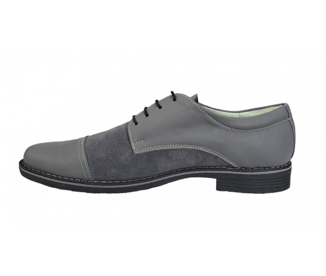 OFERTA  marimea 39, 41, Pantofi barbati casual din piele naturala, culoare Gri - L858GG