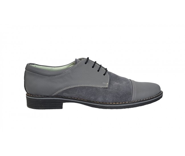 OFERTA  marimea 39, 41, Pantofi barbati casual din piele naturala, culoare Gri - L858GG