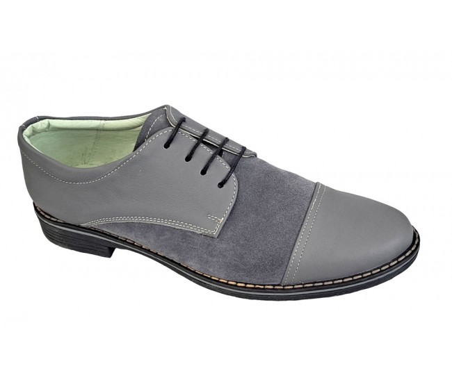 OFERTA  marimea 39, 41, Pantofi barbati casual din piele naturala, culoare Gri - L858GG
